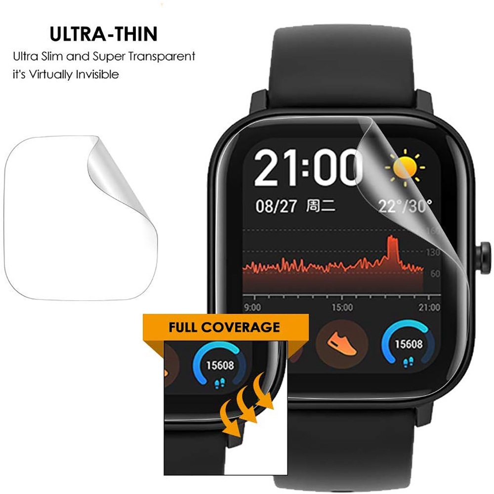 Set 3 miếng dán màn hình hd siêu mỏng trong suốt cho đồng hồ thông minh Huami Amazfit GTS