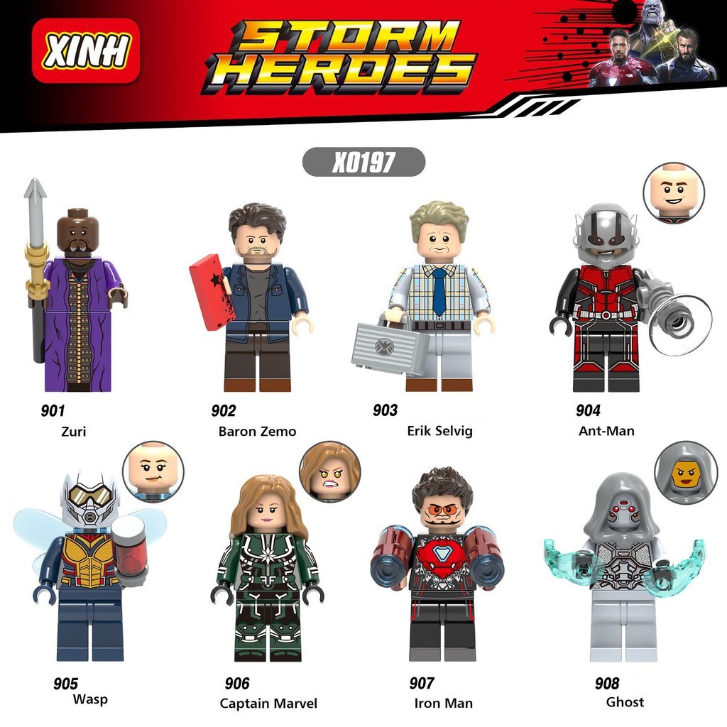 Lego Marvel Superheroes nhân vật Tony Stark Ironman Ghost Captain Marvel Ant-man The Wasp Erik Selvig Xinh 0197