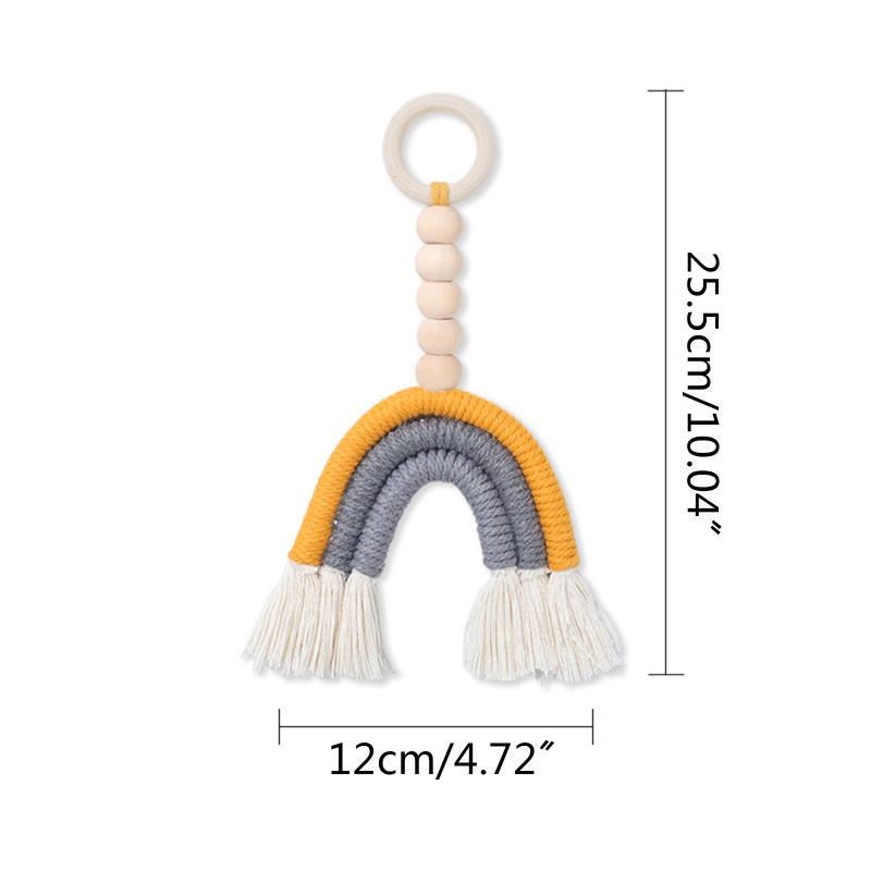 Đồ Chơi Vòng Macrame Màu Cầu Vồng Treo Xe Đẩy Em Bé