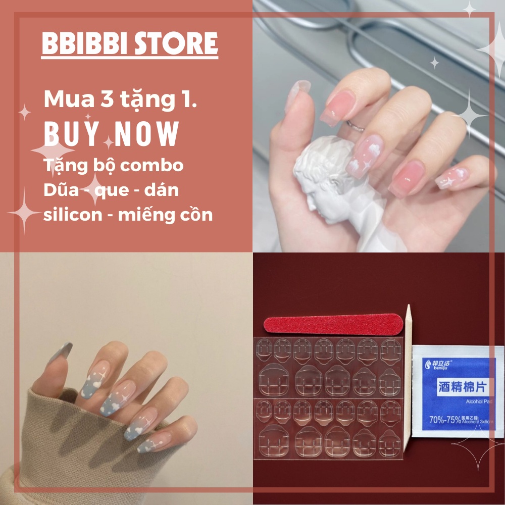 Bộ 24 Móng Tay Giả, Nail Giả Nail Box (Kèm Keo) Họa Tiết Dễ Thương