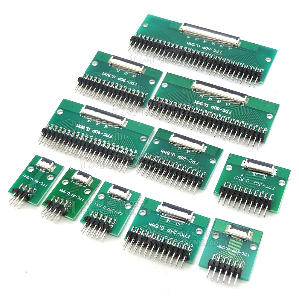 Kim Nối Chuyển Đổi FFC 0.5mm 1.0mm Sang 2.54mm 6 8 10 12 20 24 26 30 34 40 50 60 80 Pin