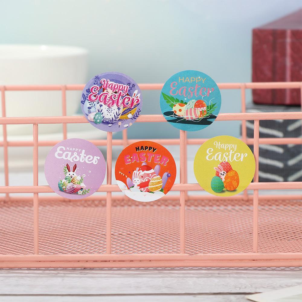 Cuộn 500 / Cuộn Nhãn Dán Trang Trí Cửa Sổ Phục Sinh In Chữ Happy Easter Độc Đáo DIY