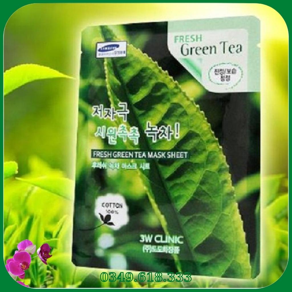 Mặt Nạ Trà Xanh Dương Da Thiên Nhiên Mỹ Phẩm Hàn Quốc Chăm Sóc Da Chính Hãng 3W Clinic Fresh Green Tea Mask Sheet