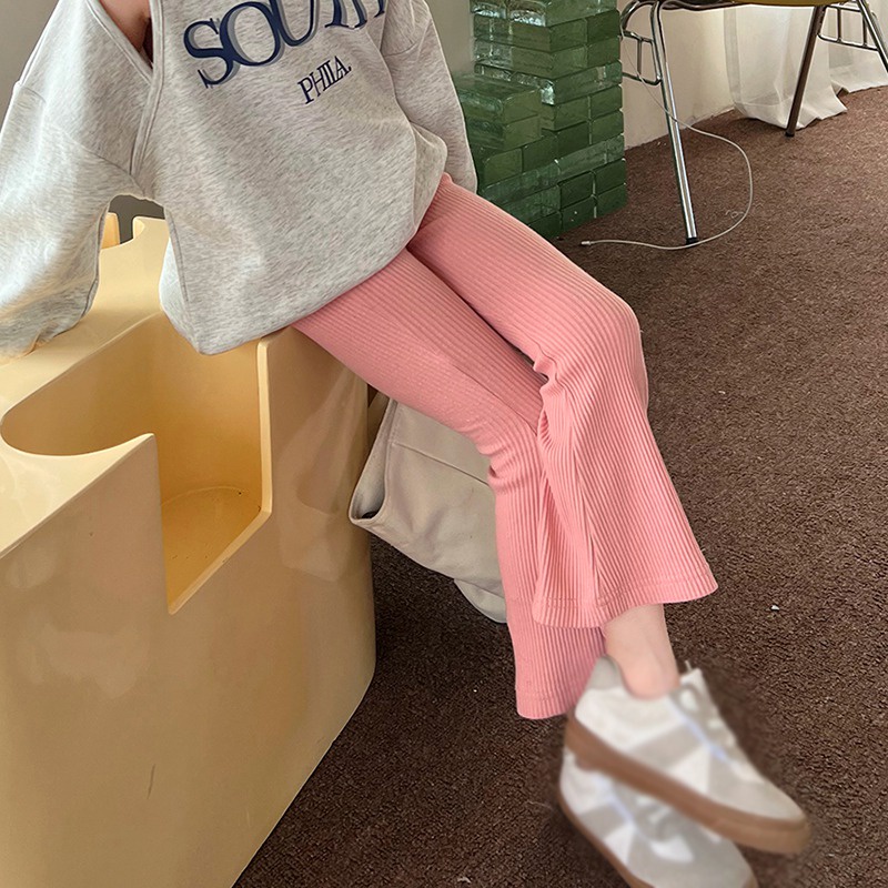 Quần Dài Ống Loe Lưng Cao Co Giãn Thời Trang Hàn Quốc Cho Bé Gái