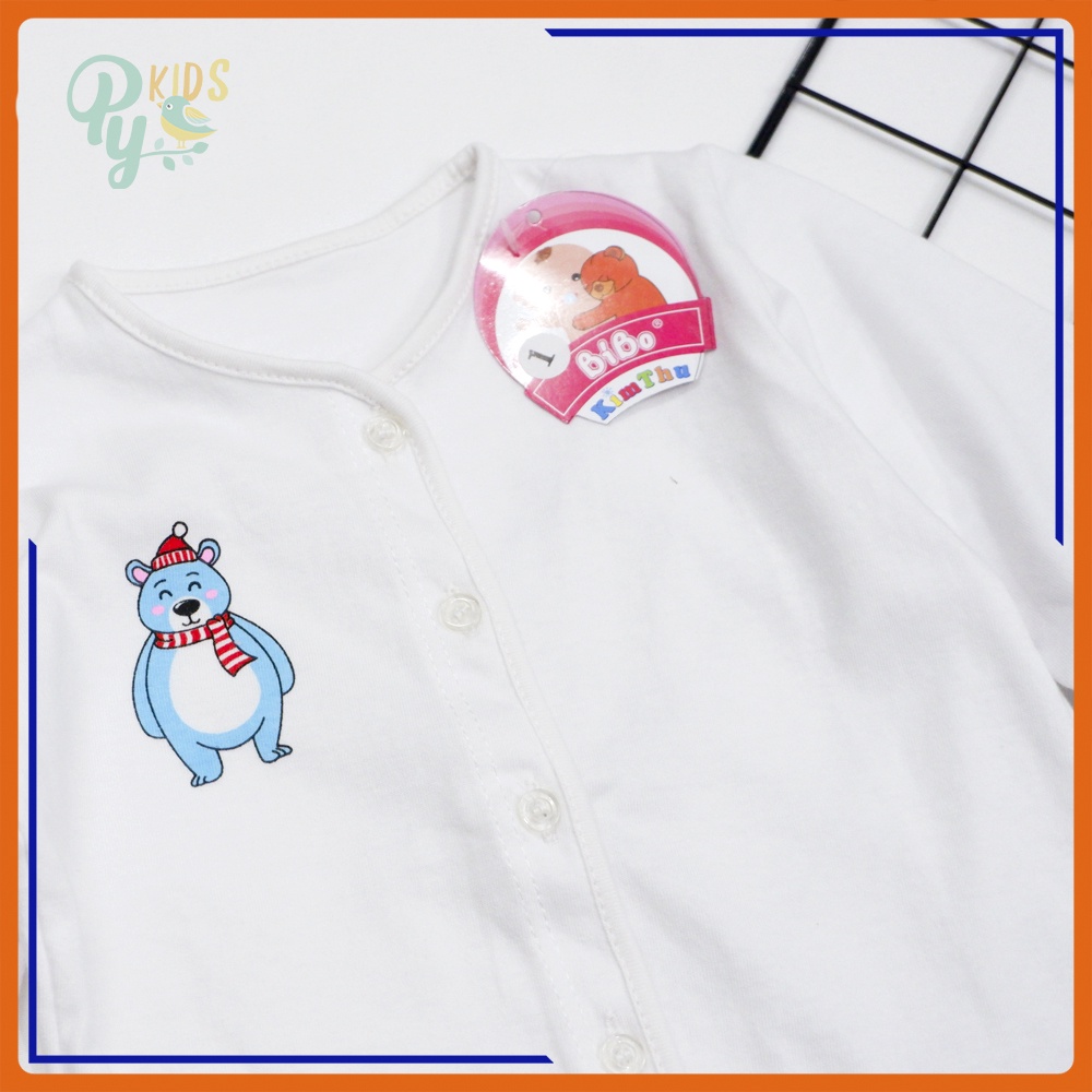Áo cổ tim hình in sơ sinh Bibo tay ngắn- tay dài cotton 100% cho bé từ 3-8 kg