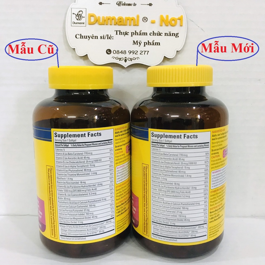 (Ship nhanh+Date xa) Bổ Bầu Prenatal Multi+DHA 150 viên của Mỹ