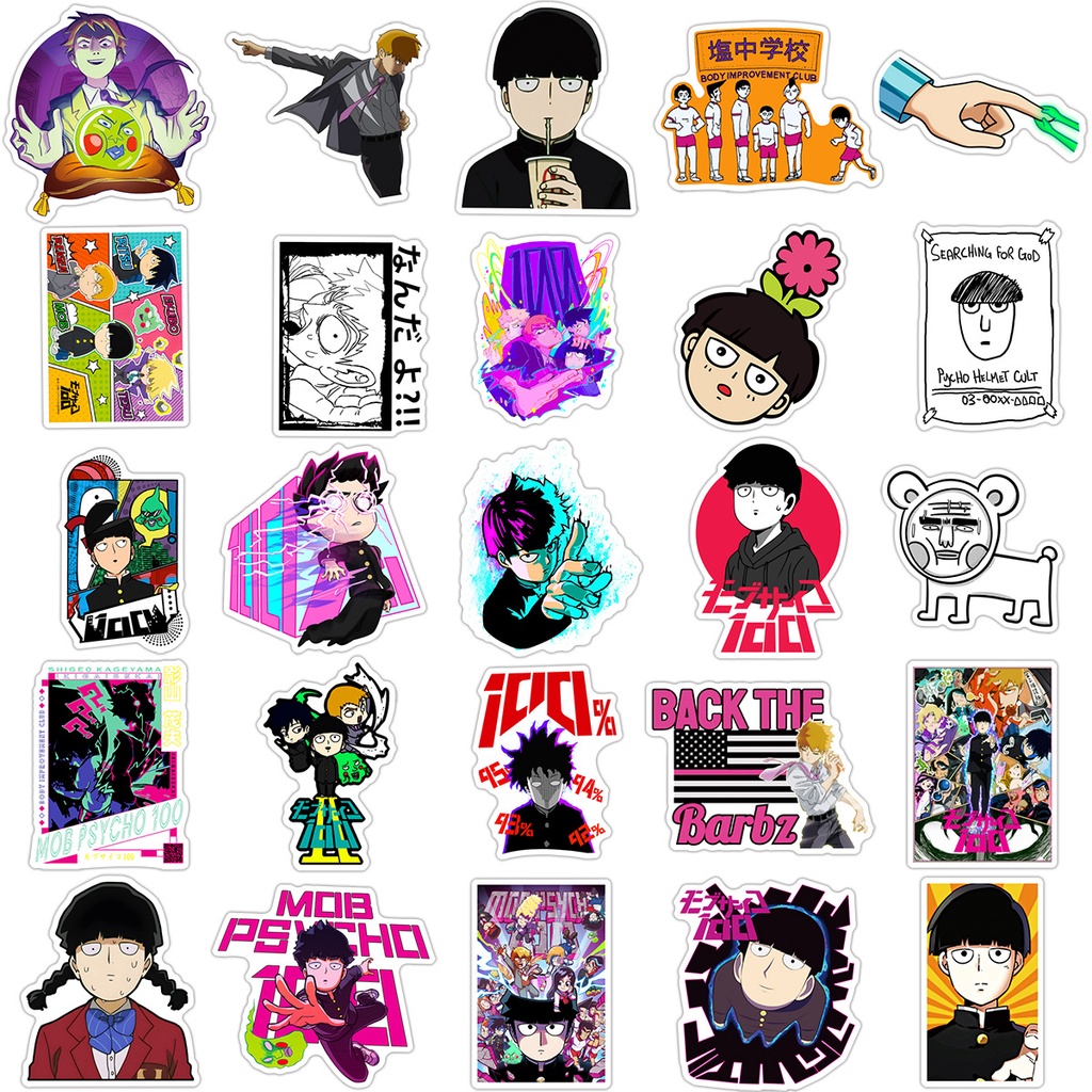 Set 50 Hình Dán Mob Psycho 100 Chống Thấm Nước Trang Trí Vali / Kính Mắt