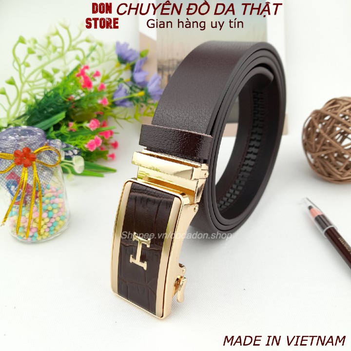 Thắt Lưng Nam Cao Cấp Khóa INOX Chống Gỉ - Dây Da Bò 1 Lớp Kiểu Khóa Kẹp Rút Chống Trượt (BH 12 Tháng)