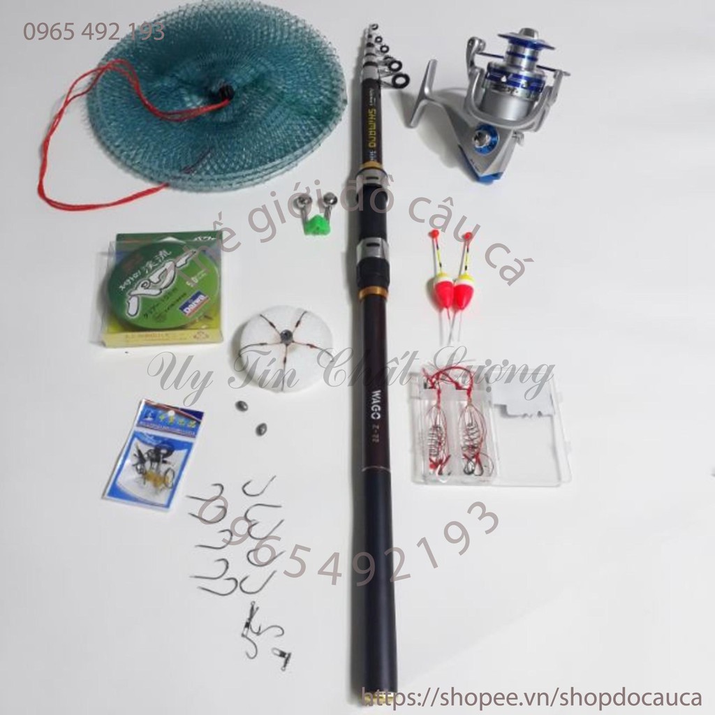 Bộ cần câu rút shimano 3m máy 6000 kèm phụ kiện. ( rẻ vô địch )