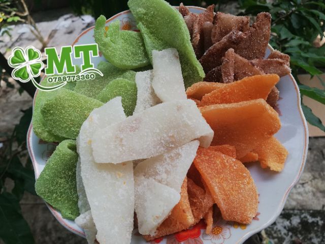 Mứt dừa non màu rau củ ít đường 1kg