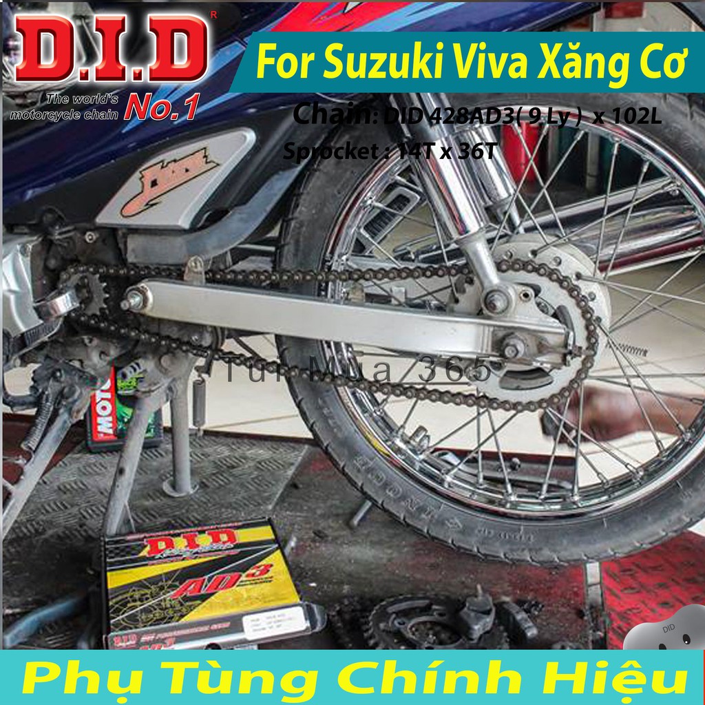 Bộ Nhông Sên Dĩa DID SUZUKI VIVA Xăng Cơ Sên DID 9ly Thái Lan