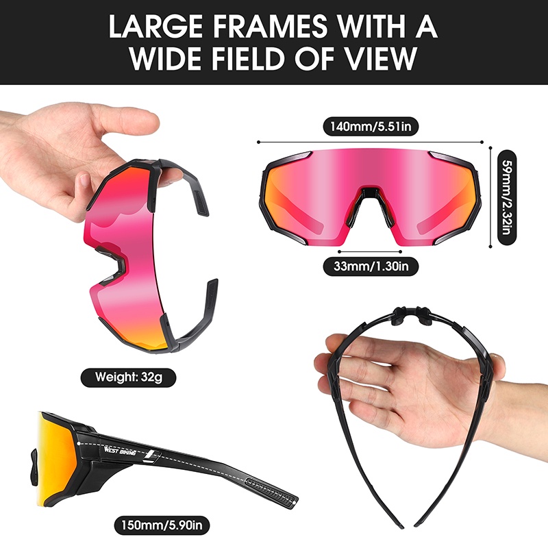 Kính bảo hộ WEST BIKING phân cực chống tia uv chống gió tiện dụng cho người đi xe đạp/ leo núi