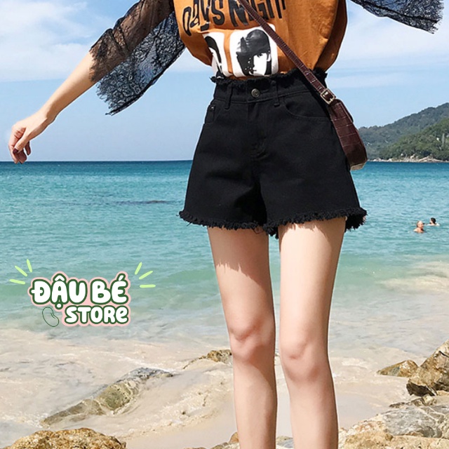Quần Short Denim Nữ Cạp Cao Ulzzang - Quần Sooc Đùi Kaki Jean Ngắn Lưng Cao Thời Trang Hottrend 2022 - Daube - Q036