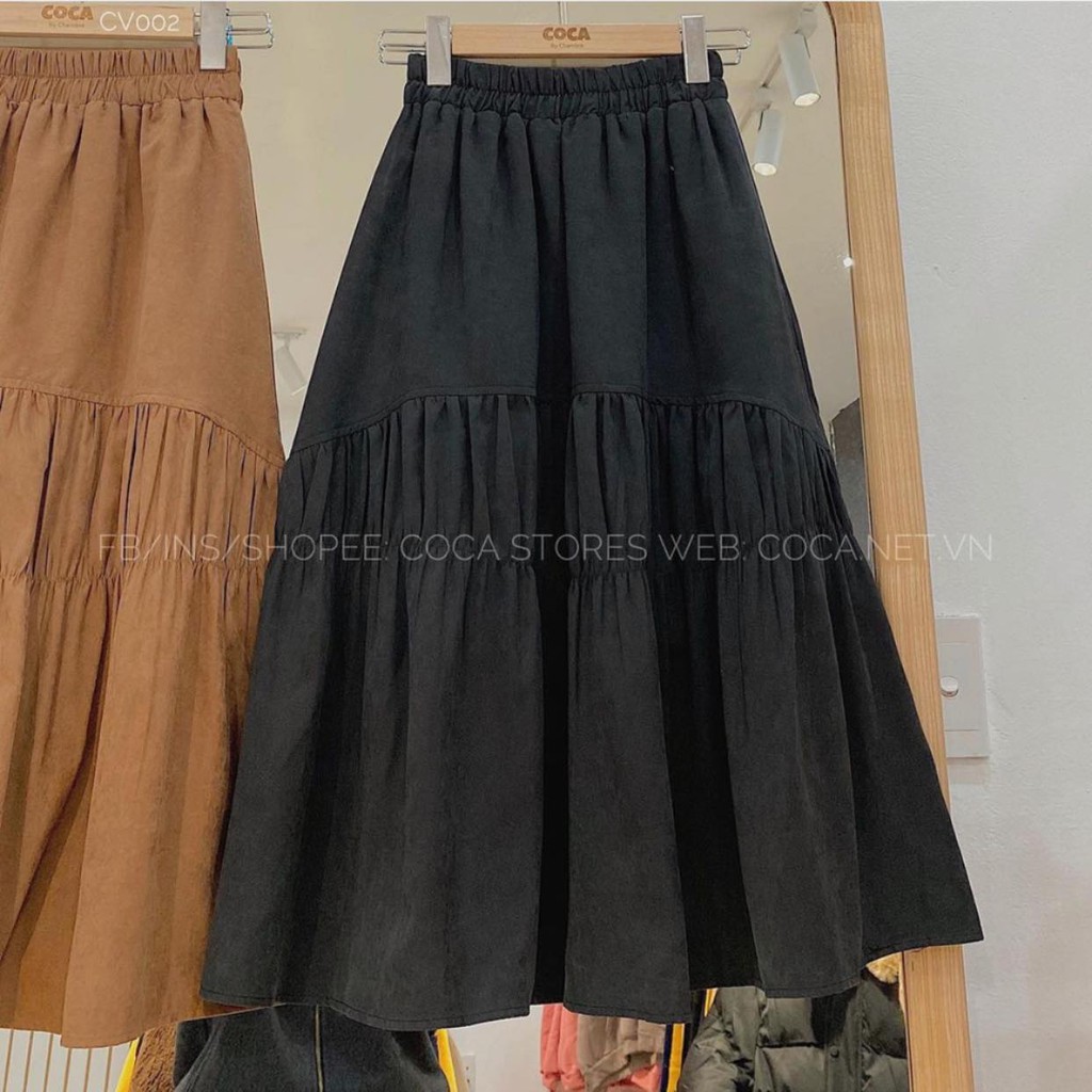 Chân váy kaki thô mềm phối vạt dúm nữ - Đầm dáng ngắn chữ A cạp cao phối tầng bánh bèo tiểu thư ullzang SIÊU ĐẸP | BigBuy360 - bigbuy360.vn