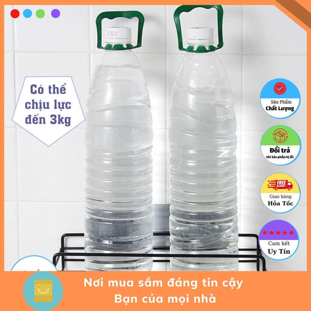 Kệ sắt chữ nhật dán tường treo tường đựng đồ nhà tắm nhà bếp trang trí tiện lợi hiện đại, dễ lắp đặt chắc chắn