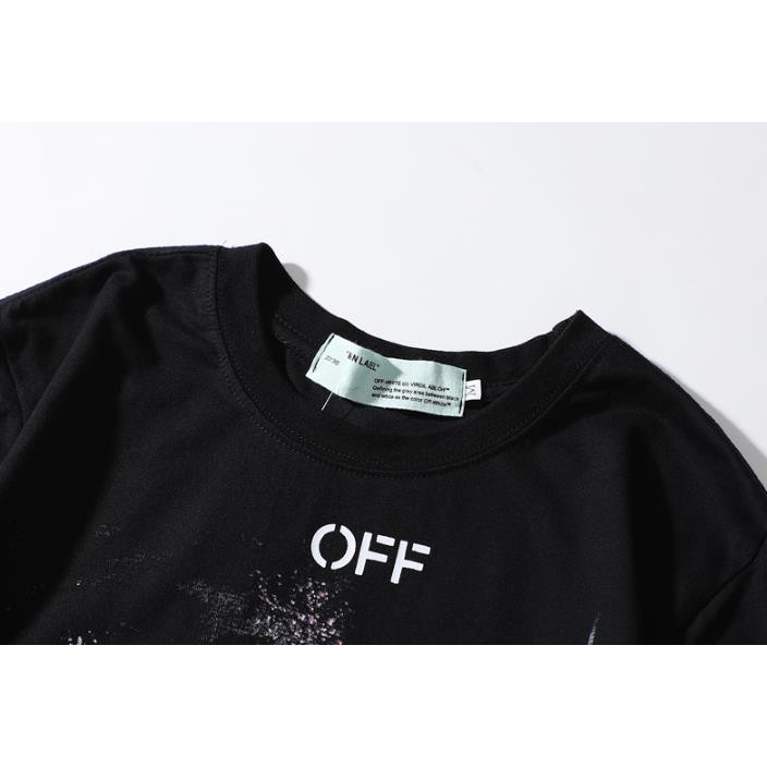 Áo thun cotton ngắn tay in hình Off-white thời trang dành cho nam và nữ