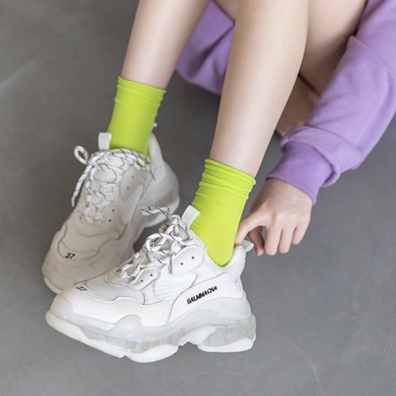 Tất cổ cao nữ, vớ cổ cao nữ nhiều màu sắc chất vải cotton tất nhún co giãn by.Lisa