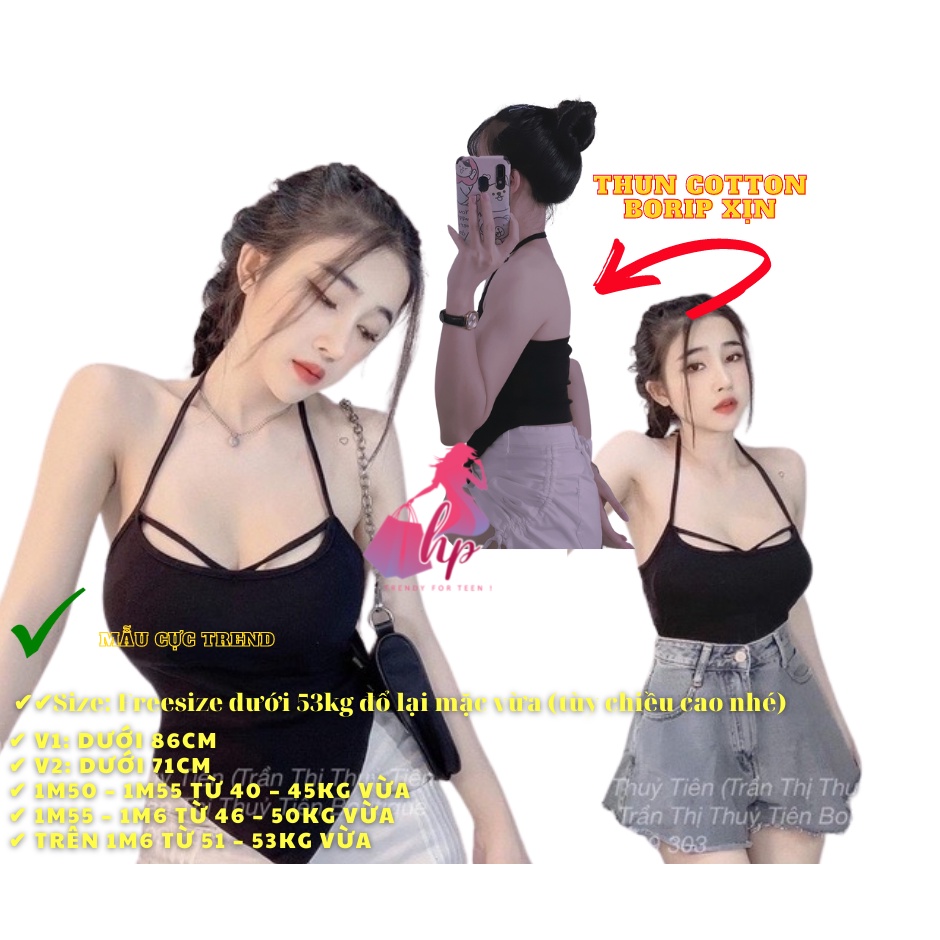 áo yếm croptop nữ ôm body tà bầu hở lưng choàng dây màu trắng đen thun xịn sexy kiểu hàn quốc thời trang 2021- A16...