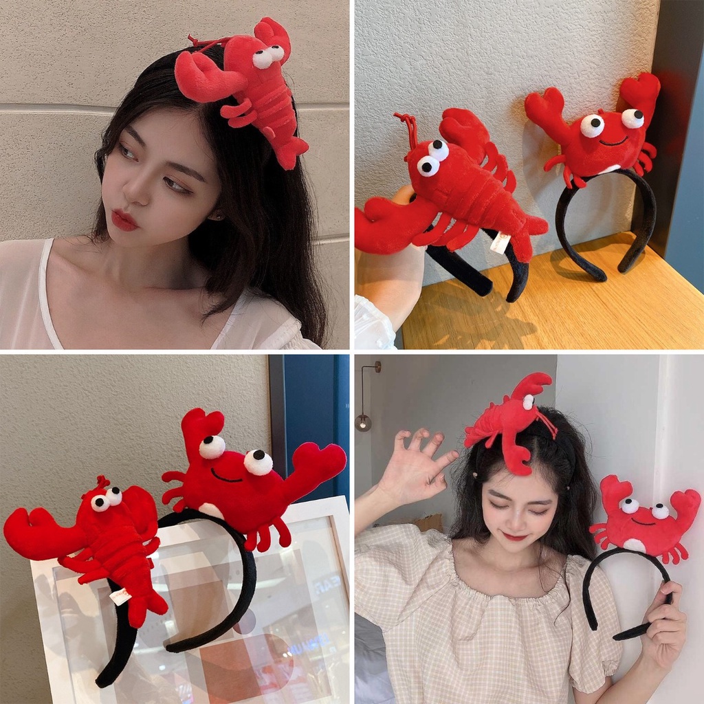Băng đô cài tóc hình chú tôm hùm hoạt hình sáng tạo vui nhộn thời trang 2021