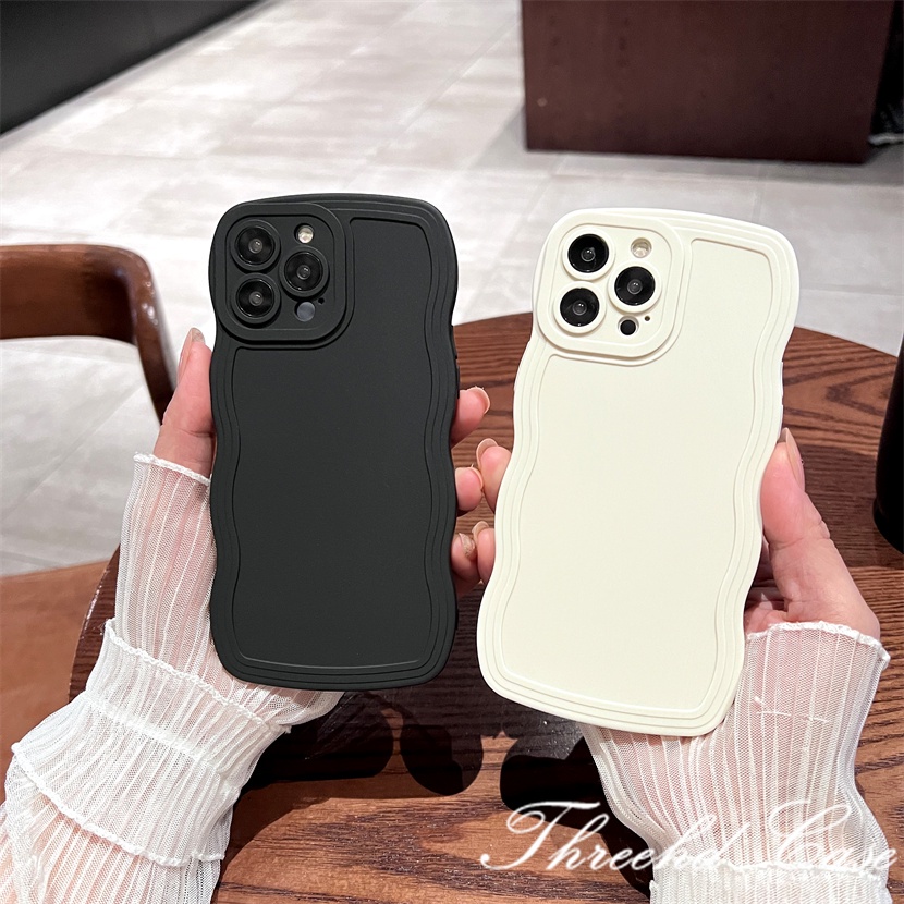 Ốp Điện Thoại Mềm Chống Rơi Màu Trơn Họa Tiết Sóng Biển Lớn Cho iPhone 14 13 12 11 Pro Max SE2020 X Xr Xs Max 8 7Plus