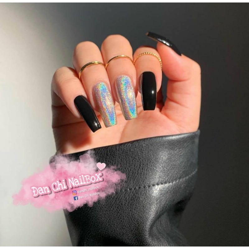 NailBox móng úp thiết kế sẵn Mẫu Đen Tráng Gương