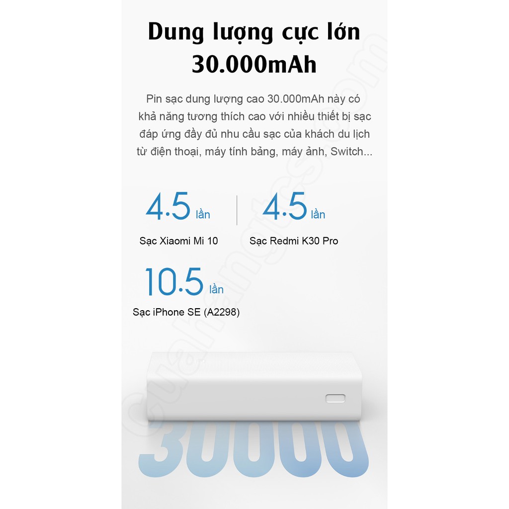 Pin sạc dự phòng MI 30000mah  FREE SHIP  Pin dự phòng thông minh dung lượng cao vỏ kim loại tặng cáp sạc nhanh