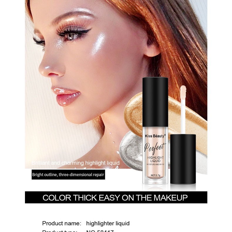 Kem Bắt Sáng Dạng Lỏng Ánh Ngọc Trai Sáng Da Tự Nhiên Không Thấm Nước Kiss BEAUTY