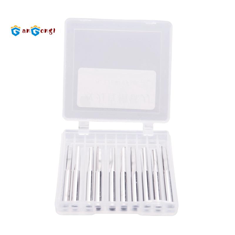 Set 10 mũi khoan 2 rãnh thẳng bằng thép vonfram cnc 3.175Mm cho máy phay gỗ Mdf