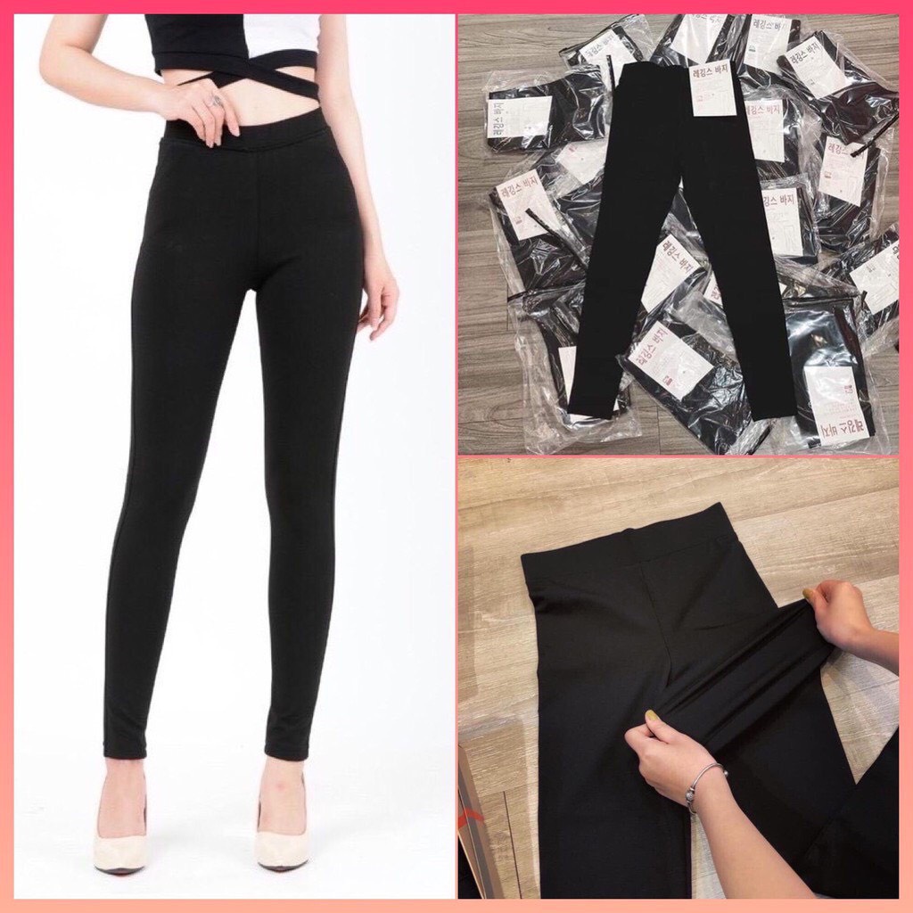 Quần legging dài đen quần lửng, ngố cao cấp co dãn chất đanh lì cạp cao Junnie Closet