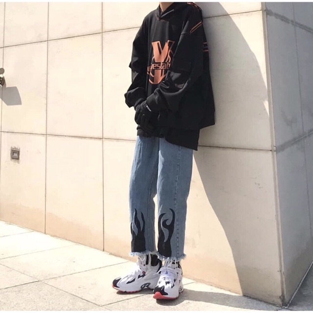 Quần Jeans Fire Lửa Đen Unisex( ảnh thật) | BigBuy360 - bigbuy360.vn