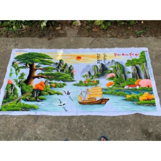 (Tranh đã thêu sẵn)- tranh thêu thành phẩm chưa khung Thuận Buồm Xuôi gió kích thước 1m50