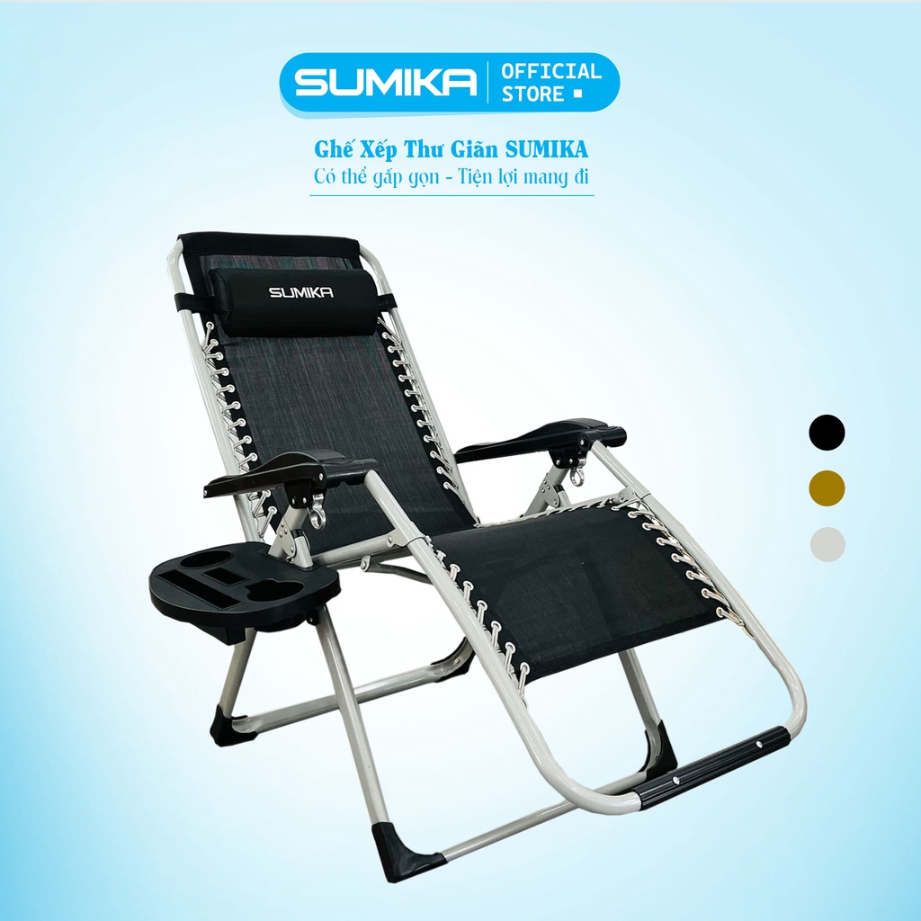 Ghế xếp thư giãn cao cấp SUMIKA - 179 - Khung thép sơn tĩnh điện, vải lưới thoáng mát