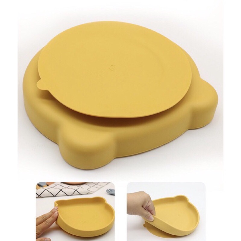 Khay ăn dặm silicon chống đổ đế hút chân không an toàn cho bé - Sumishop2019