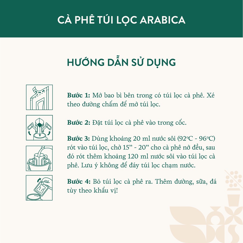 Cà Phê Arabica Phin Giấy Túi Lọc Tiện Lợi, Cà Phê Nguyên Chất HANCOFFEE Vị Đắng Êm, Ngọt Dịu - HND1 "