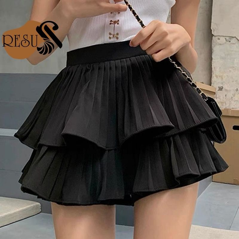 Chân váy xòe xếp li 2 tầng cao cấp dáng ngắn Quảng Châu cao cấp ( có quần trong ) | BigBuy360 - bigbuy360.vn