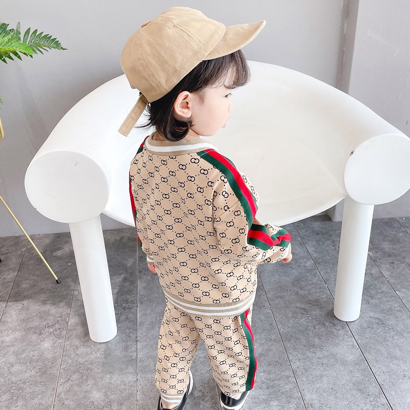 Set đồ 2 món áo khoác khóa kéo in họa tiết kèm quần dài thời trang cho bé