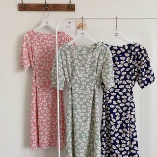 VÁY HOA LỤA HÀN VINTAGE HÀN QUỐC