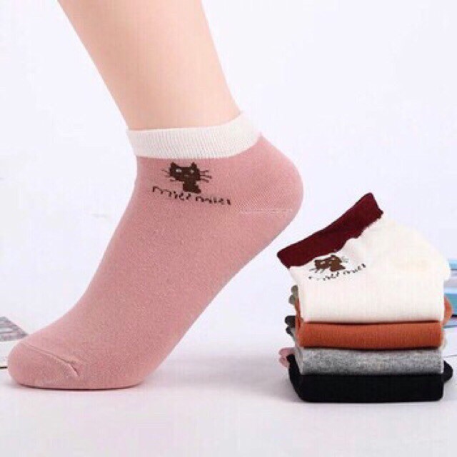 [Rẻ Vô Đối ] Set 10 Đôi Tất Nữ Hình Mèo Hàn Quốc Cổ Ngắn Chống Hôi Chân
