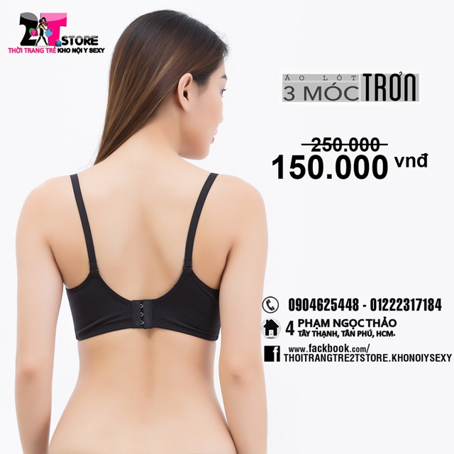 Áo Nâng Ngực Cotton 3 Móc Trơn (Đen)