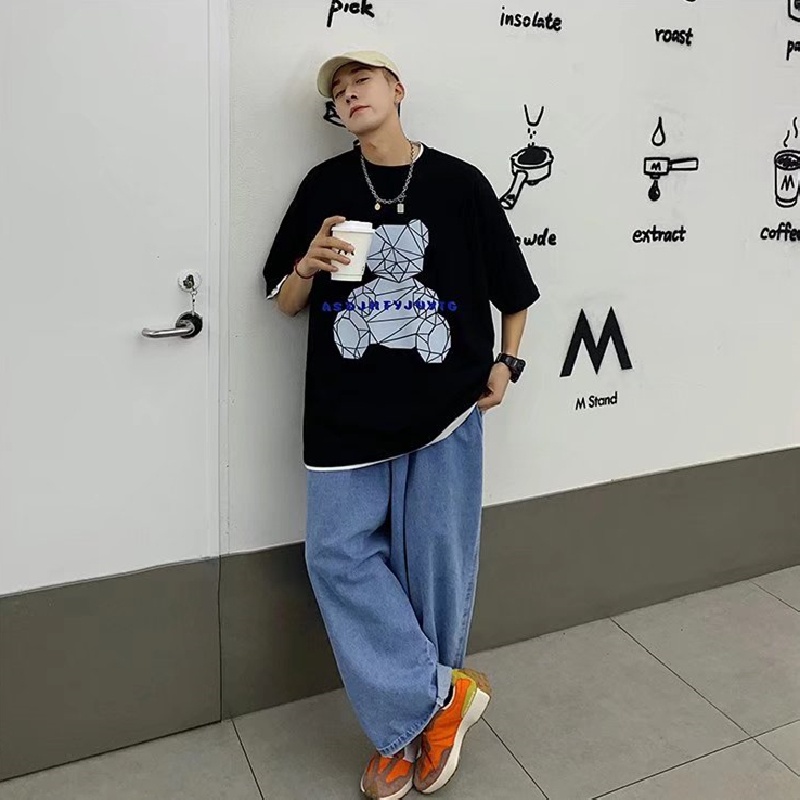 Áo Thun Tay Ngắn Dáng Rộng In Họa Tiết Hoạt Hình Phong Cách Nhật Bản Thời Trang Mùa Hè Cho Nam Và Nữ