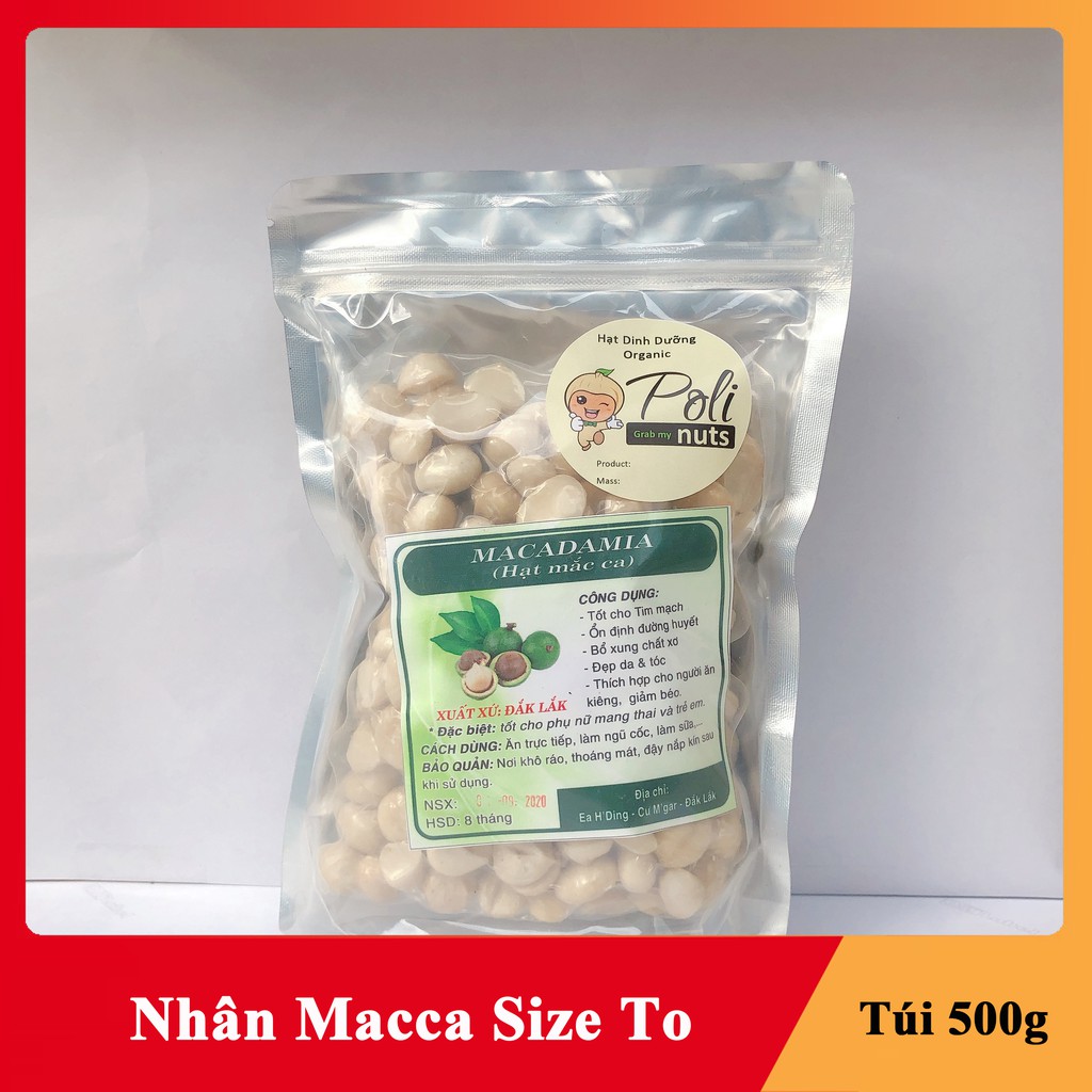 Nhân Hạt Macca Tươi Size To Nguyên Hạt Polinuts Hỗ Trợ Giảm Cân, Ăn Vặt Mẹ Bầu Túi 500g