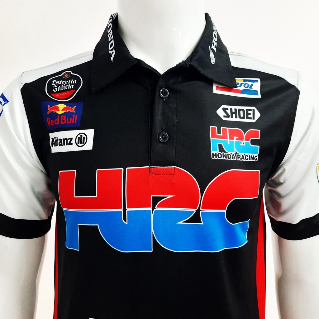 ÁO HONDA HRC - ÁO THUN XE MÁY - ÁO THUN MOTO - ÁO THUN THỂ THAO CÓ CỔ IN TEM XE MẪU HONDA HRC