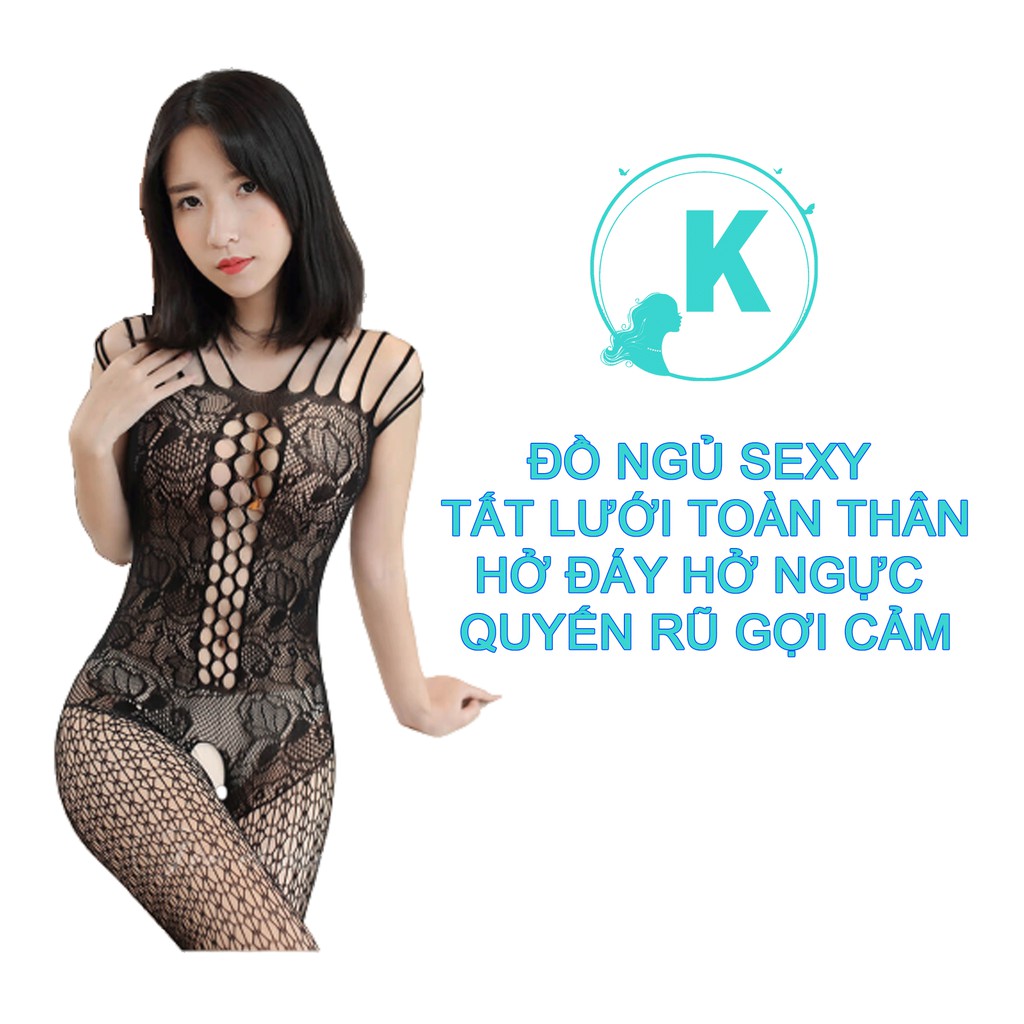 Đồ Ngủ Sexy Tất Lưới Toàn Thân Phong Cách Hở Đáy Hở Ngực Quyến Rũ Gợi Cảm