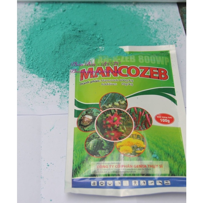 Gói 100g Mancozeb xanh là sản phẩm trừ nấm bệnh phổ rộng tiếp xúc trị và phòng ngừa nhiều loại nấm bệnh hại cây trồng