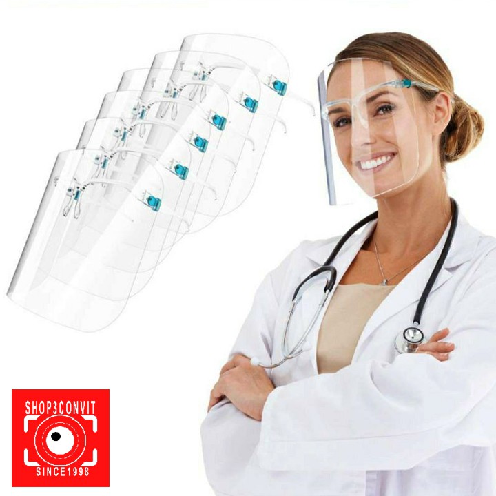 Kính che mặt trong suốt có gọng đeo chống giọt bắn | BigBuy360 - bigbuy360.vn