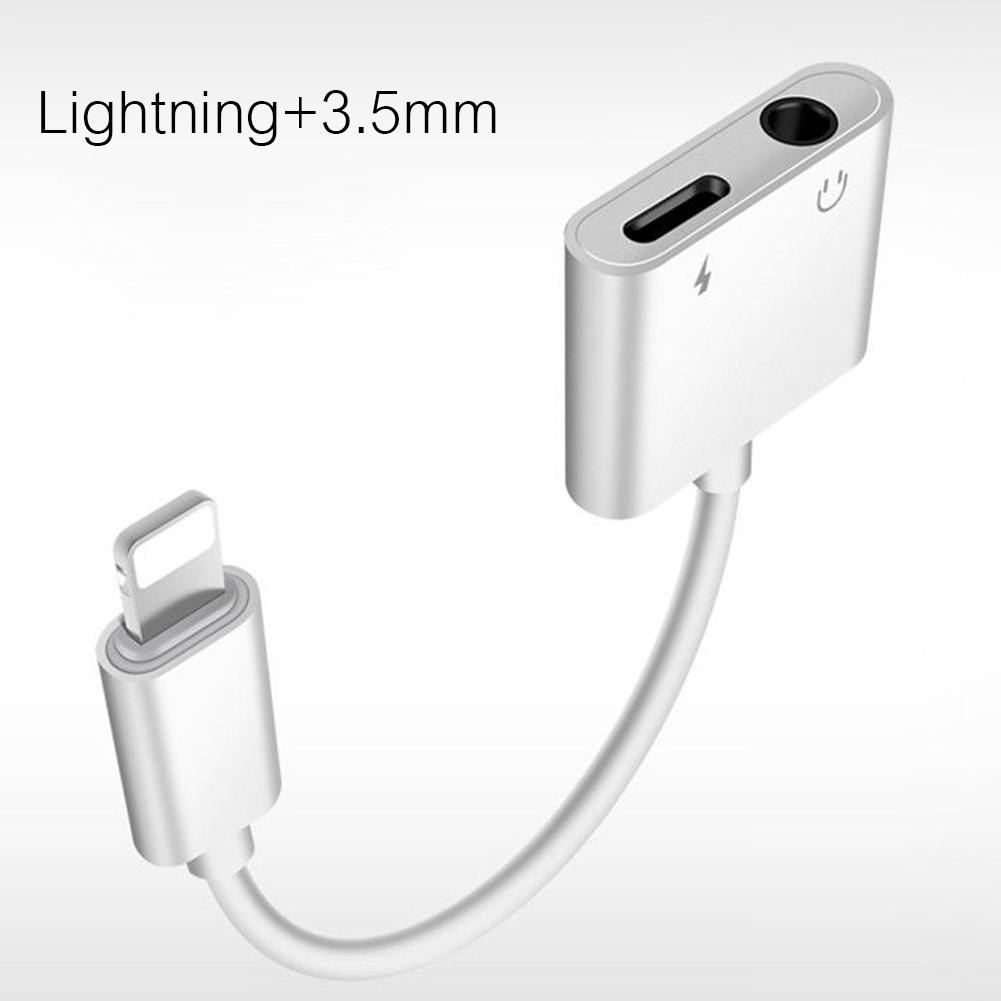 🌈NG Bộ chuyển đổi Lightning 2in1 Jack cắm tai nghe Splitter cáp 3,5 mm cho iPhone X 8 7 Plus