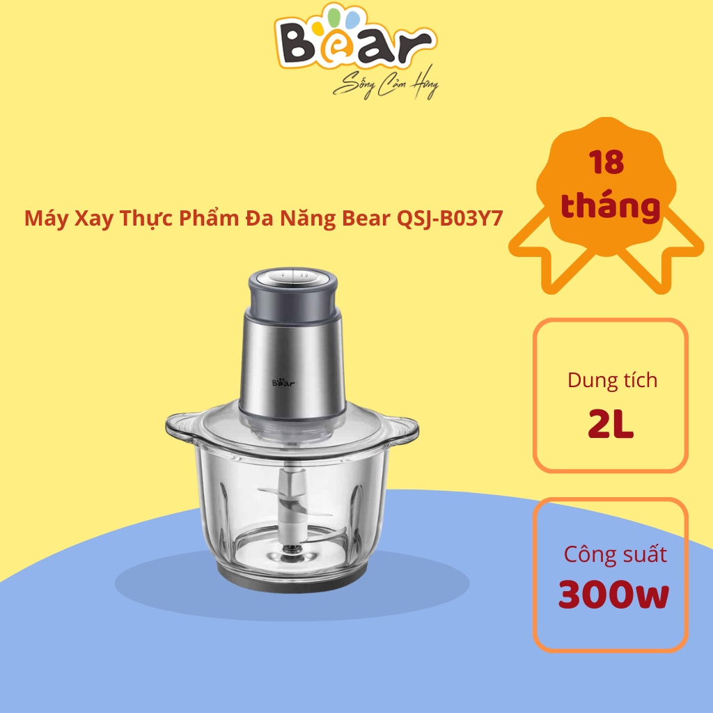 Máy Xay Thực Phẩm Đa Năng Bear QSJ-B03Y7 - Hàng Quốc Tế Chính Hãng