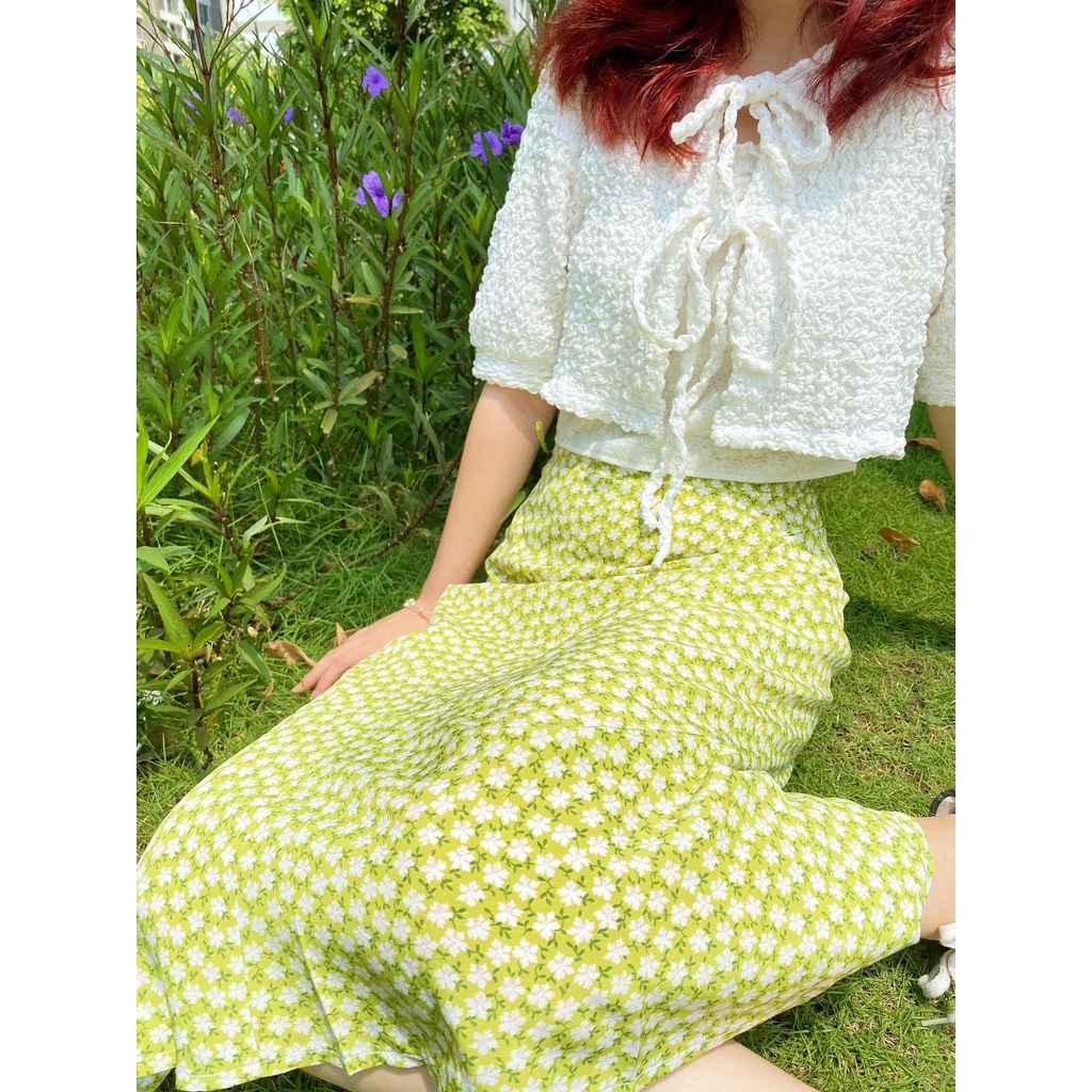Áo Dệt Len Cardigan Thyme Màu Trắng Nữ Tính