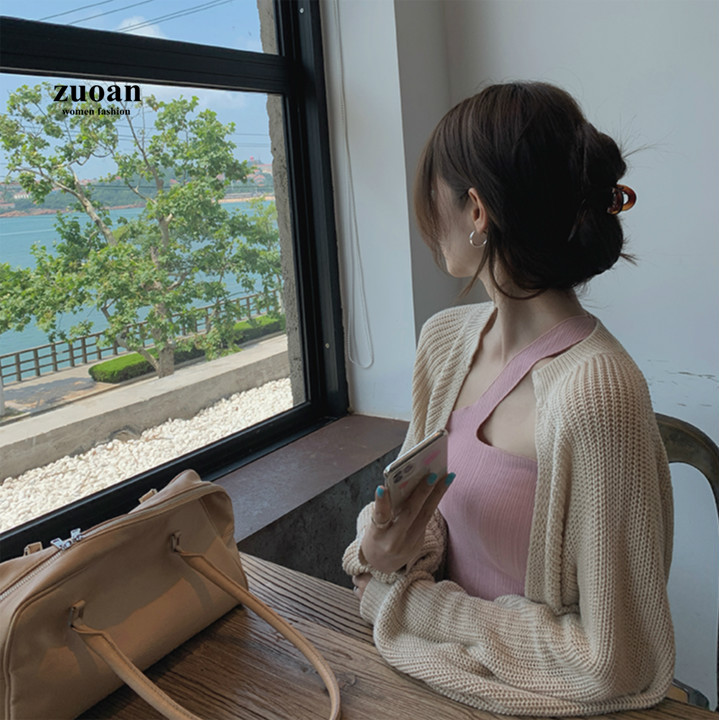 SUXI Áo Khoác Cardigan Dệt Kim Tay Dài Dáng Rộng Phong Cách Hàn Quốc Dành Cho Nữ