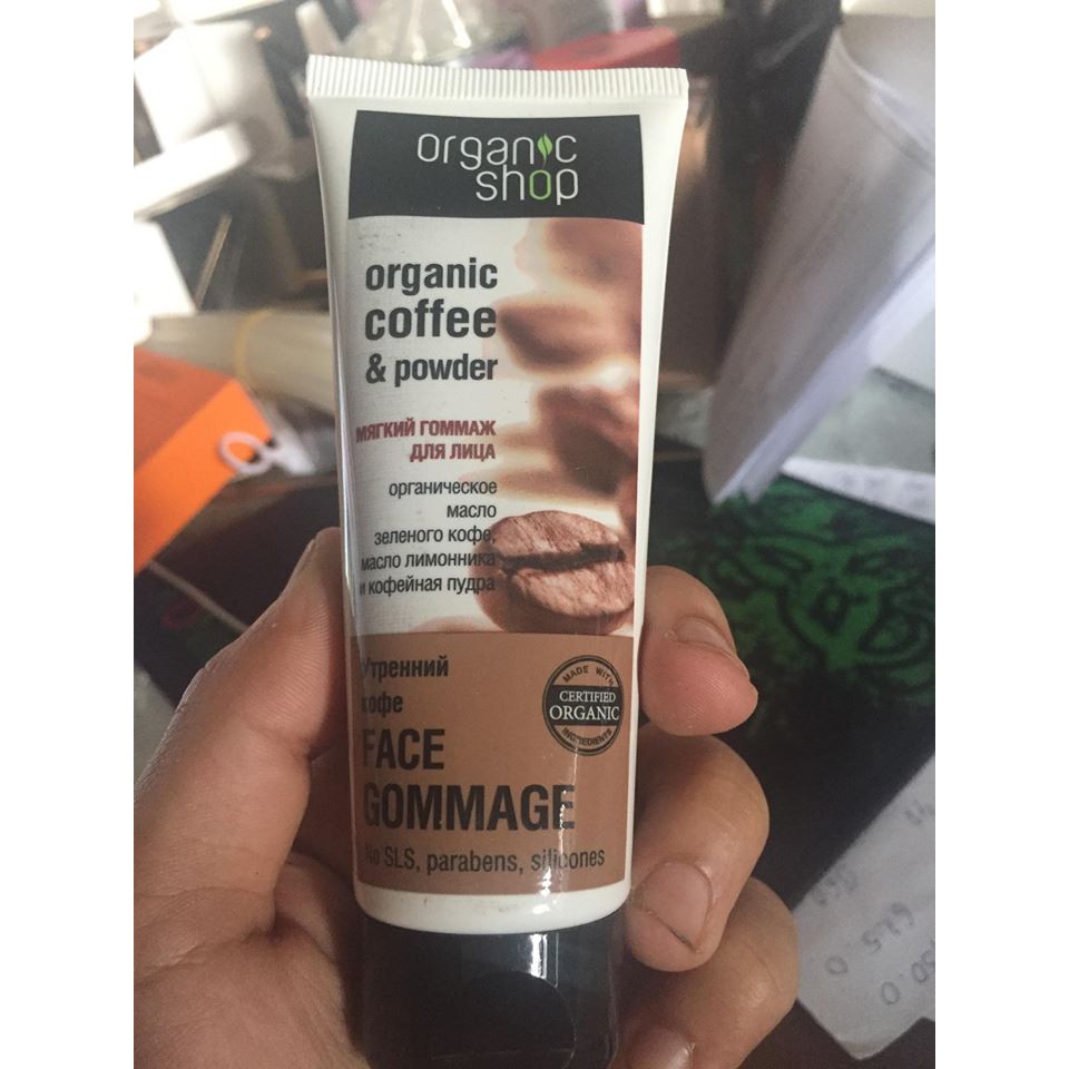 Tẩy da chết cafe cho mặt organic tuýt